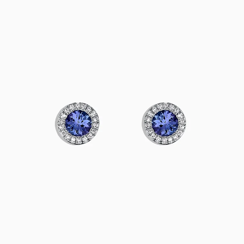 Ladies Joy Earrings -Nahla Siri 14K White Gold Tanzanite & Diamond Earrings, 0.88 TCW