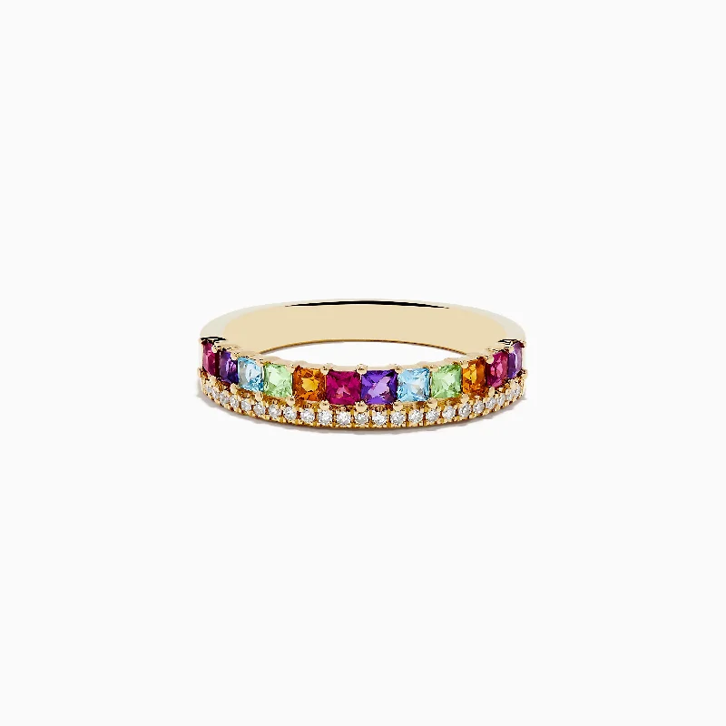 bridal women's rings -Mosaic 14K Yellow Gold Multi Stone and Diamond Ring