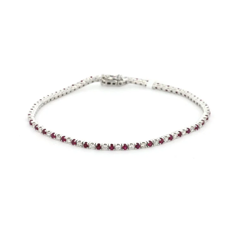 Ladies Bracelets with Sunstone-Ruby & Diamond Eternity Bracelet | M10278862