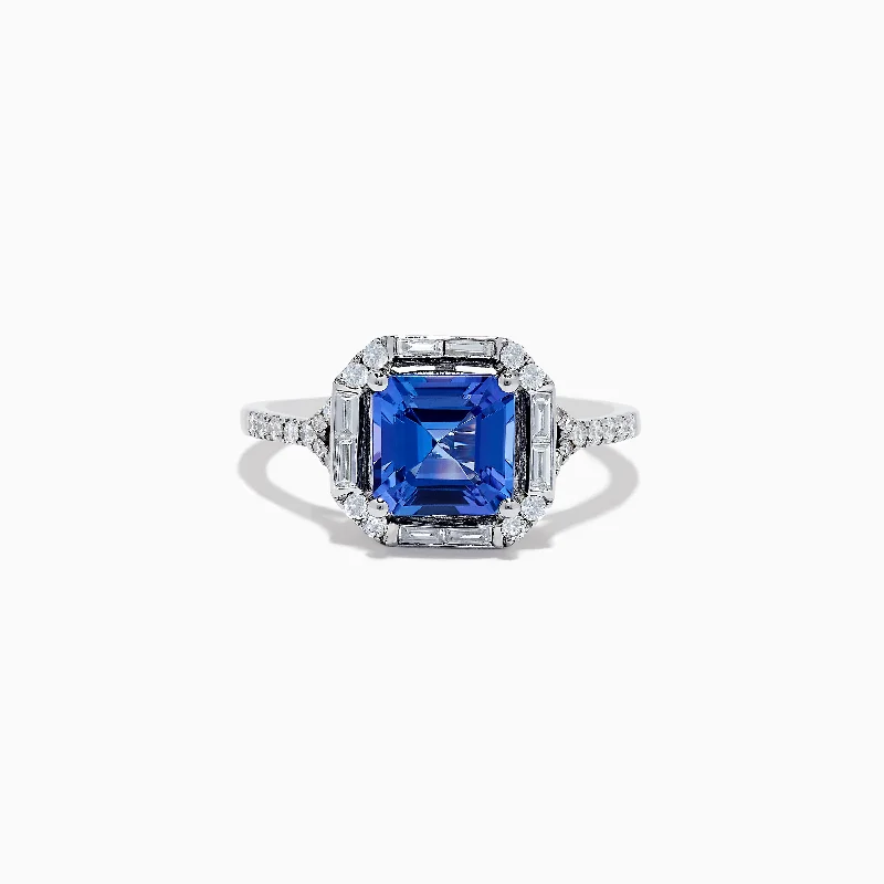 stackable women's rings -Nahla Siri 14K White Gold Tanzanite and Diamond Ring