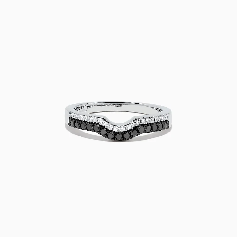 cushion-cut women's rings -14K White Gold Black and White Diamond Ring, 0.32 TCW