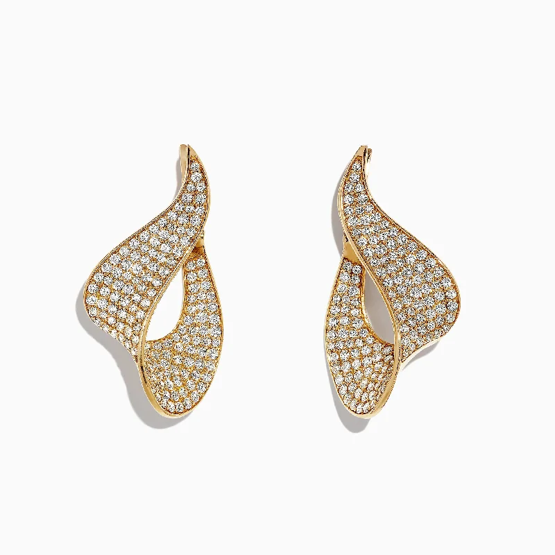 Ladies Titanium Earrings -D'Oro 14K Yellow Gold Diamond Statement Earrings, 2.25 TCW