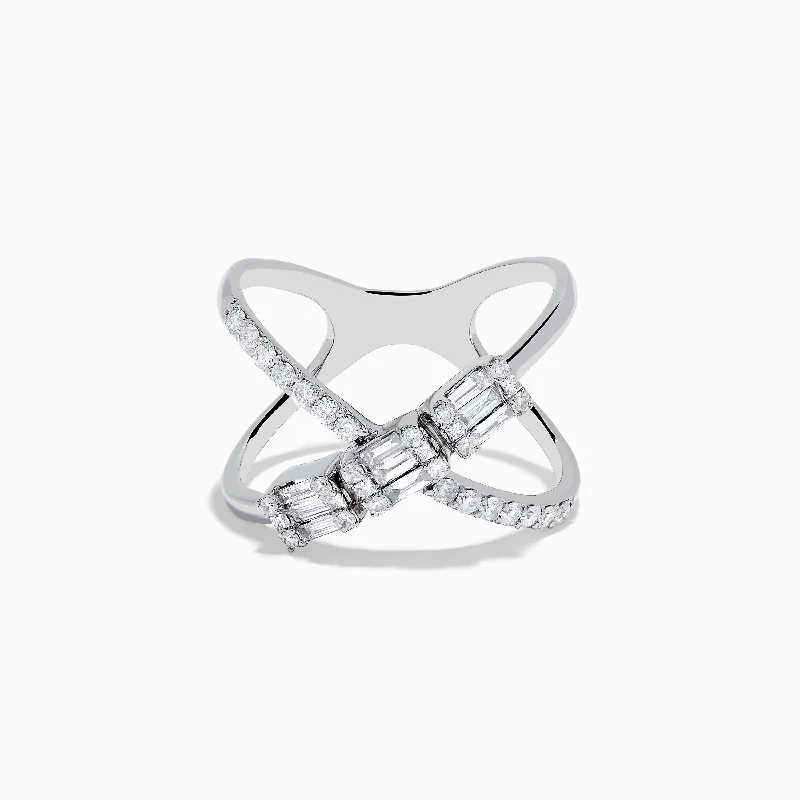 arthritis relief women's rings -Classique 14K White Gold Diamond Wide Crossover Ring