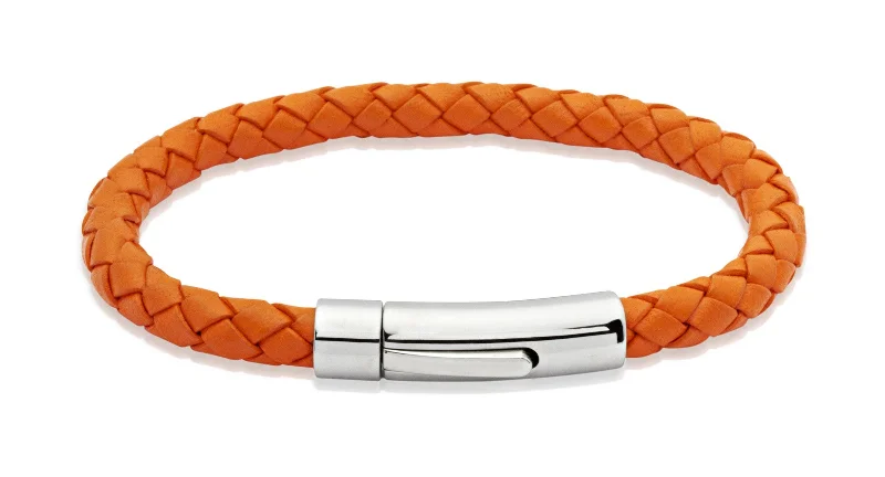 Ladies Bracelets with Diopside-Unique & Co Orange Leather Bracelet