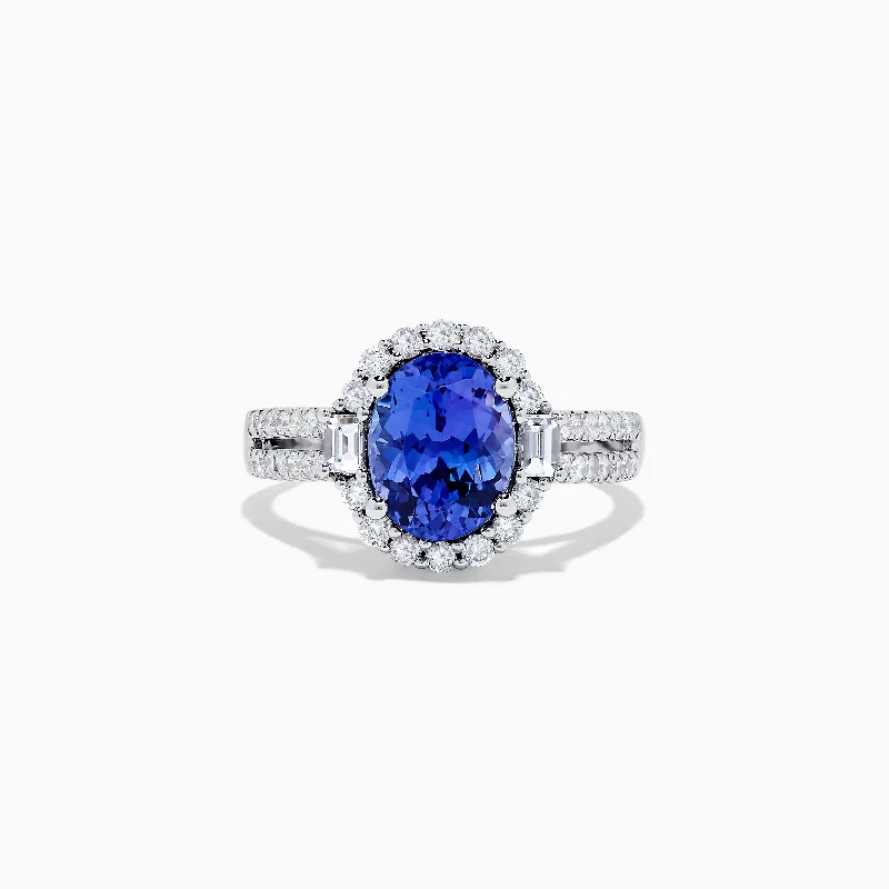 baroque women's rings -14K White Gold Tanzanite and Diamond Ring, 3.03 TCW