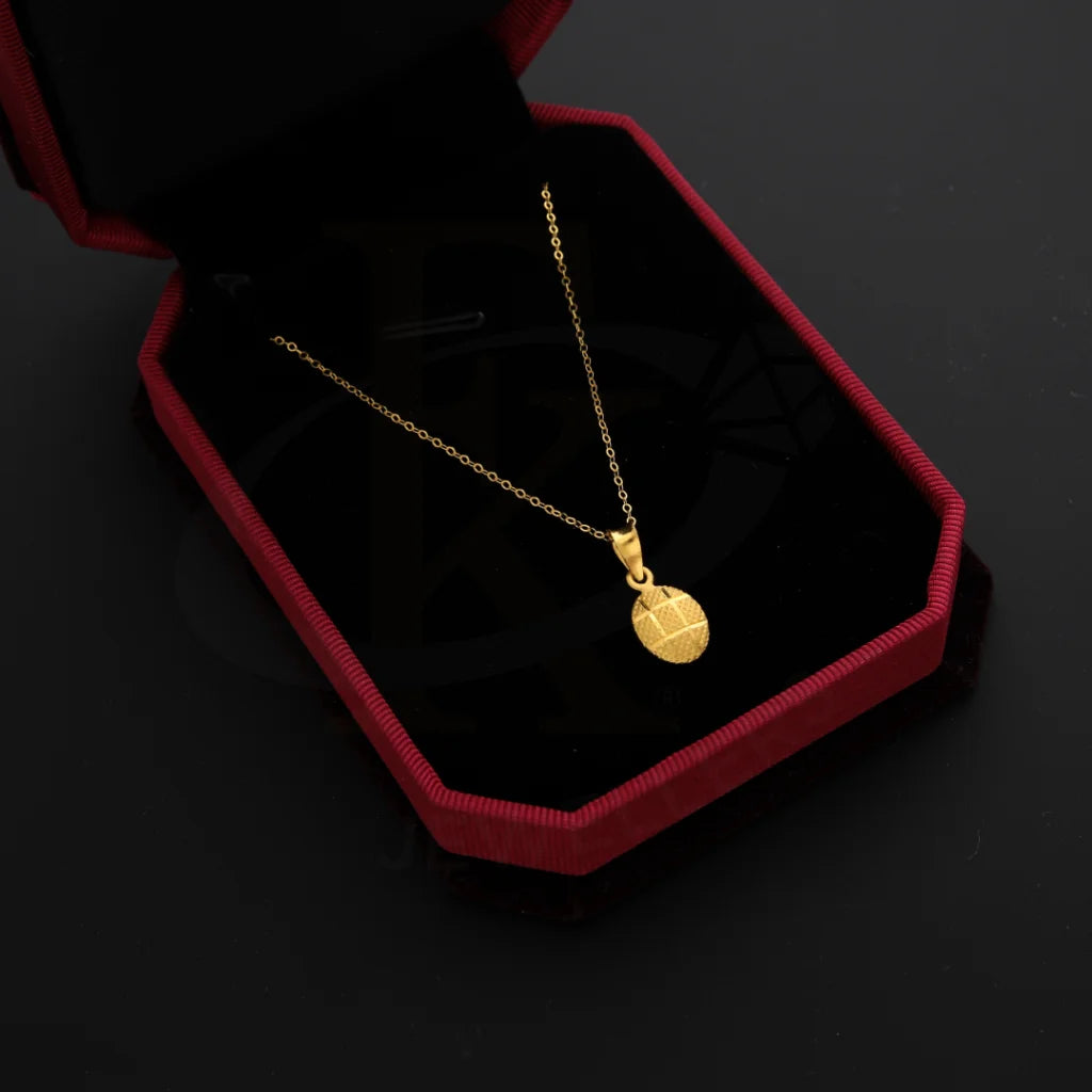 Ladies Punk Necklaces -sister necklaces for gifts -Gold Necklace (Chain with Oval Pendant) 21KT - FKJNKL21KM8674