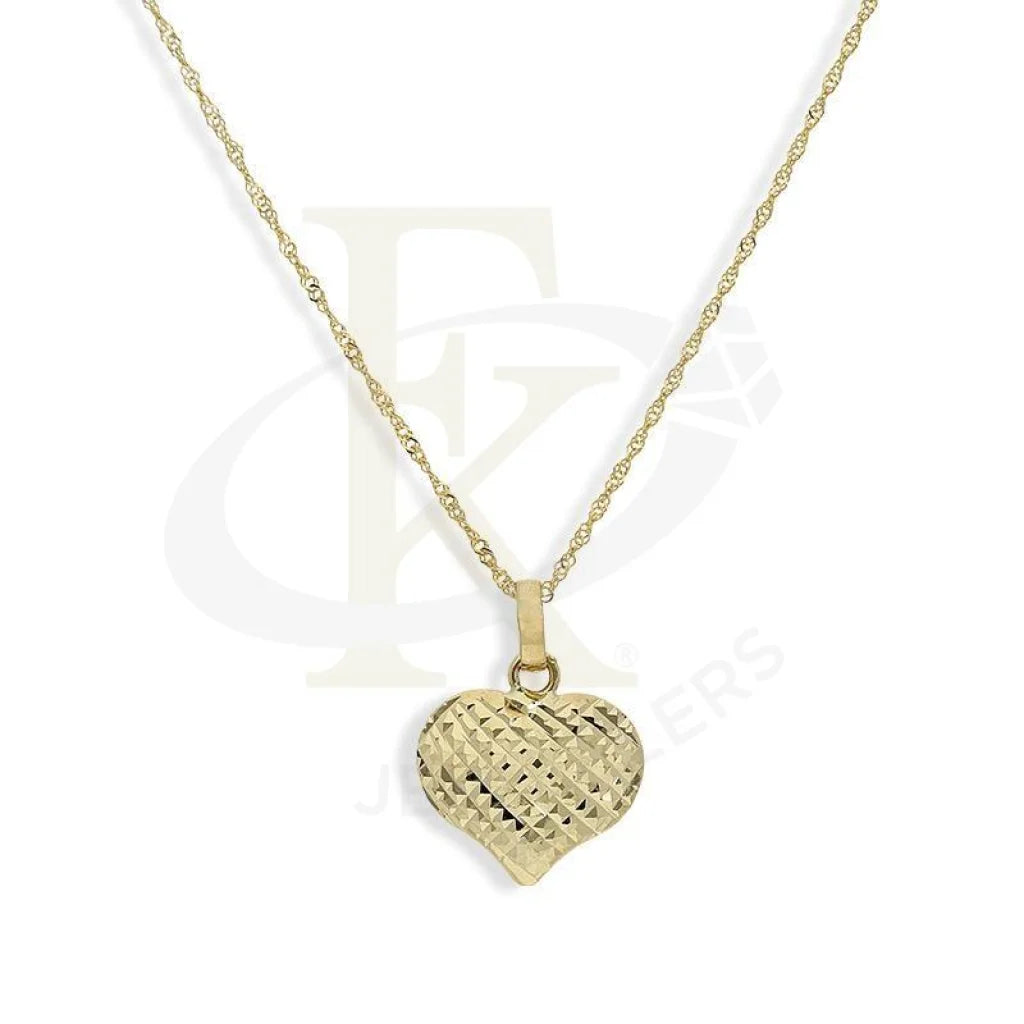 Ladies Glass Necklaces -elegant wedding necklaces -Gold Necklace (Chain with Heart Pendant) 18KT - FKJNKL18K2602