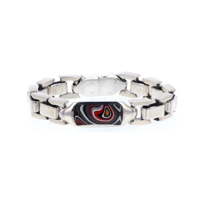 Ladies Bracelets with Coral-Fordite Sterling Silver Bracelet