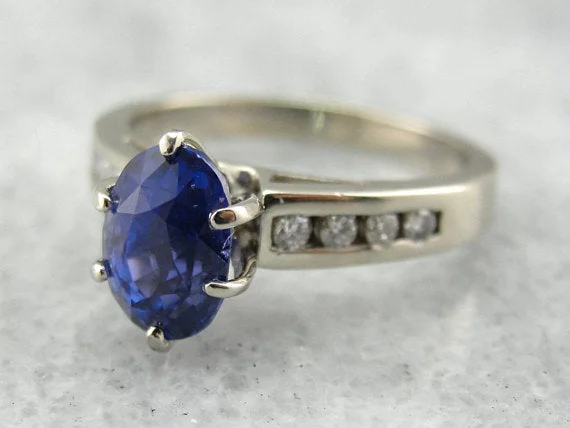 Cushion Cut Engagement Rings -Outstanding Blue Sapphire and Diamond Engagement Ring