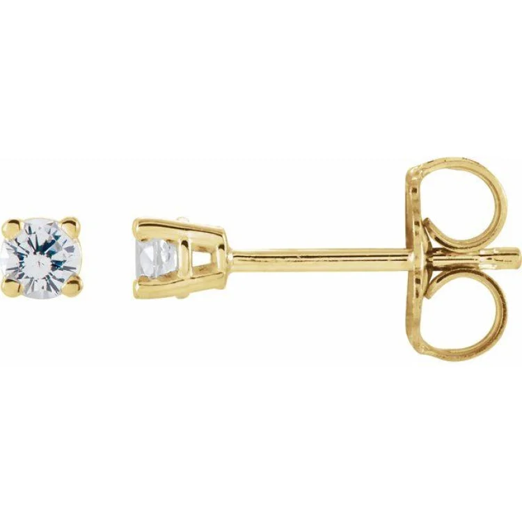 Ladies Smooth Earrings -14K Yellow 2.5 mm Natural White Sapphire Stud Earrings