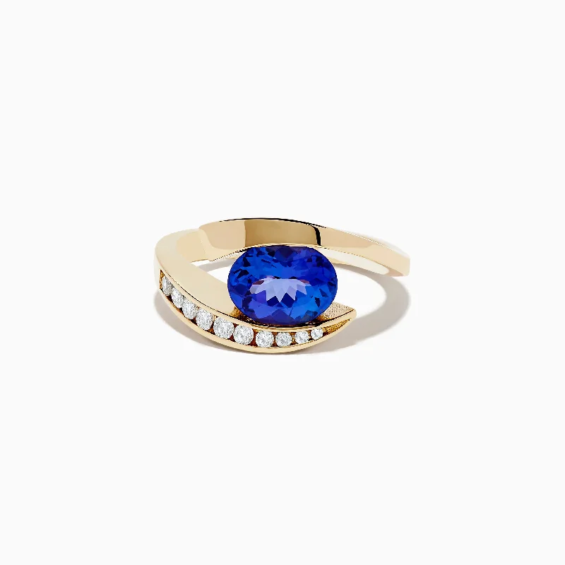 handcrafted women's rings -Nahla Siri 14K Yellow Gold Tanzanite and Diamond Ring