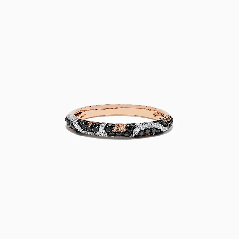 casual women's rings -Signature 14K Rose Gold Diamond Panther Spot Ring, 0.47 TCW