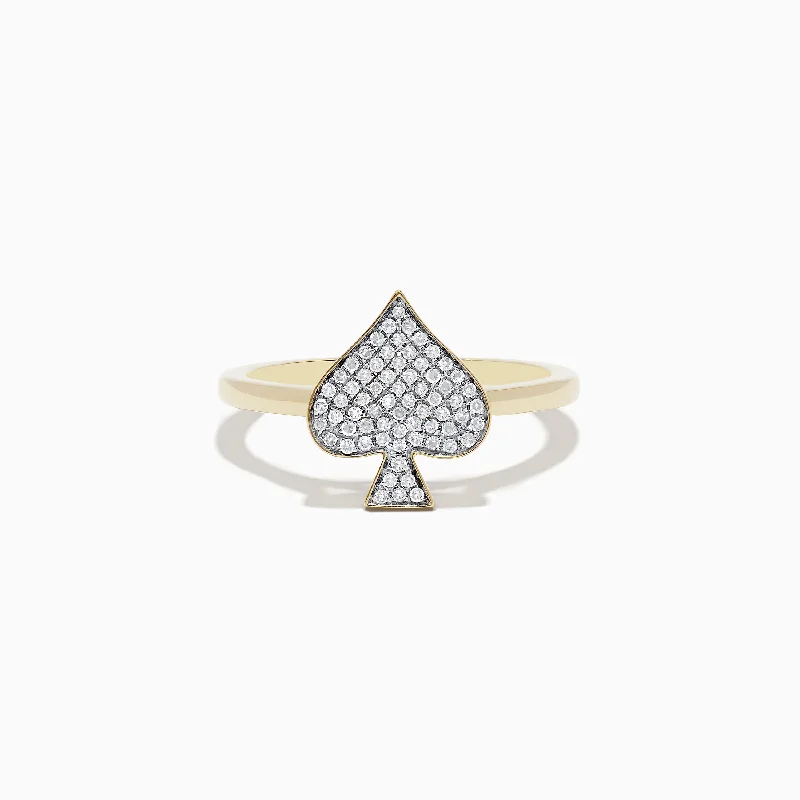 moissanite women's rings -Casino 14K Yellow Gold Diamond Spade Suit Ring