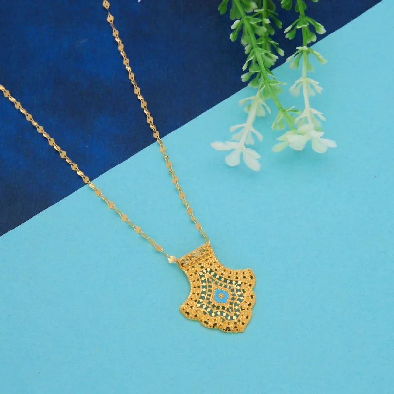 Ladies Winter Necklaces -spiritual necklaces for women -Gold Necklace (Chain With Intricate Leaf Shaped Pendant) 21KT - FKJNKL21KM9874