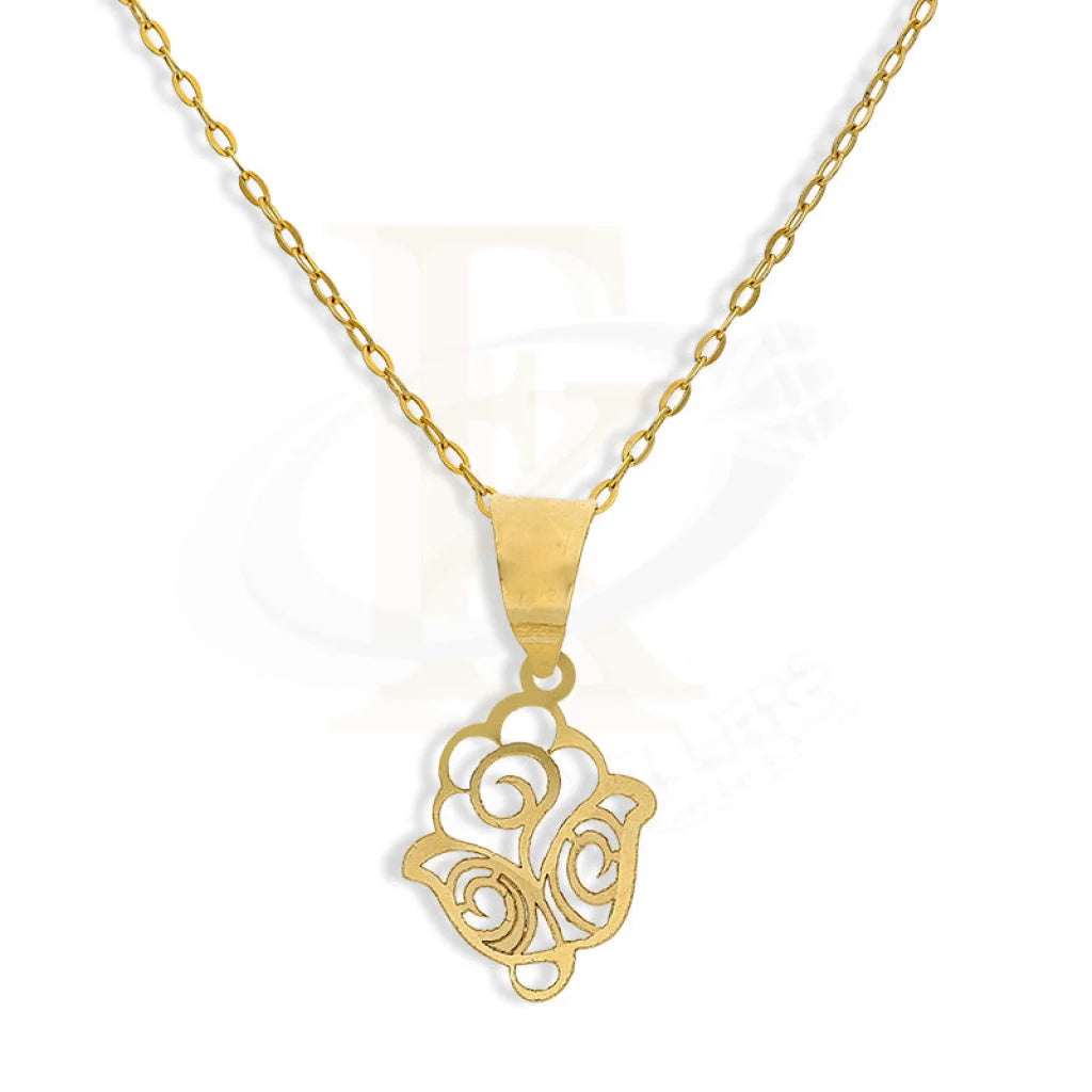 Ladies Crystal Necklaces -horizontal bar necklaces -Gold Necklace (Chain with Flower Pendant) 18KT - FKJNKL18K2306