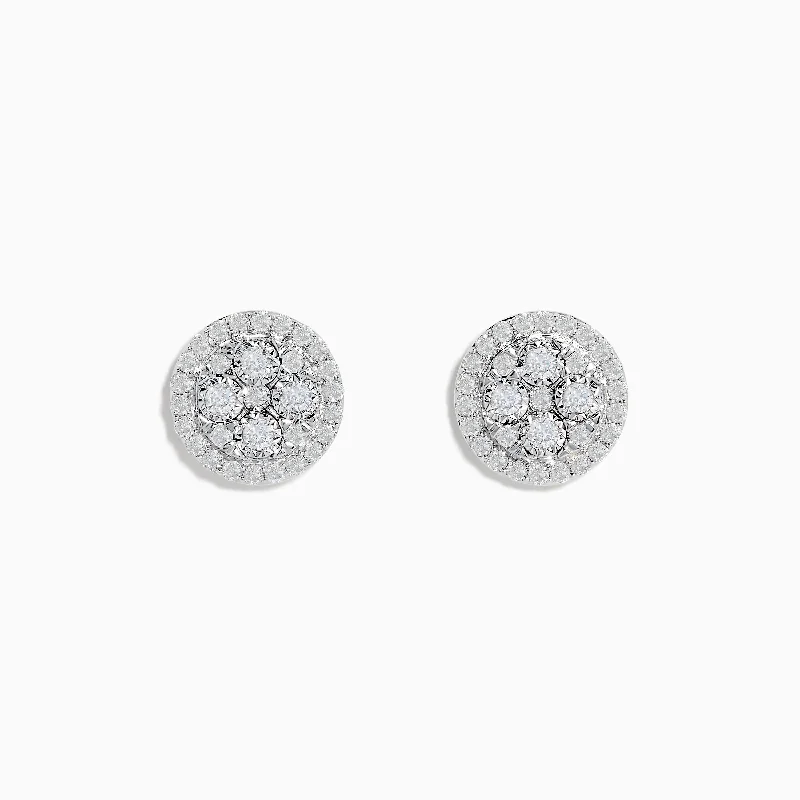 Ladies Designer Earrings -Bouquet 14K White Gold Diamond Stud Earrings