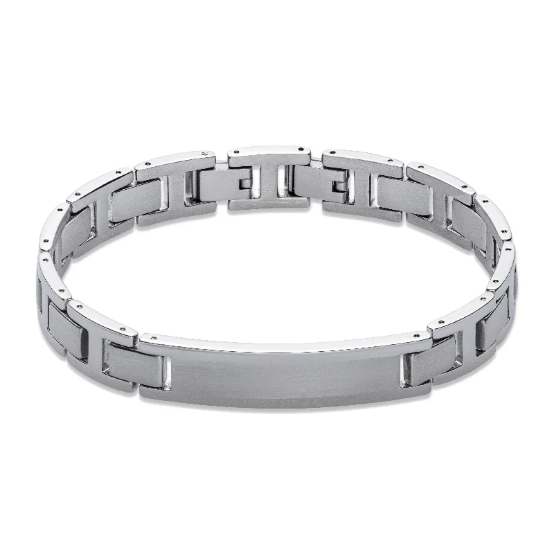 Ladies Bracelets for Writers-Unique & Co Matt and Polished Steel Bracelet