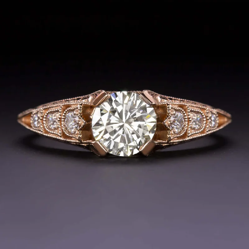 Galaxy Engagement Rings -1 CARAT NATURAL DIAMOND ENGAGEMENT RING VINTAGE STYLE ROSE GOLD ART DECO STYLE