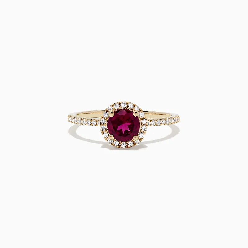 contemporary women's rings -Bordeaux 14K Gold Rhodolite Garnet and Diamond Ring, 1.12 TCW