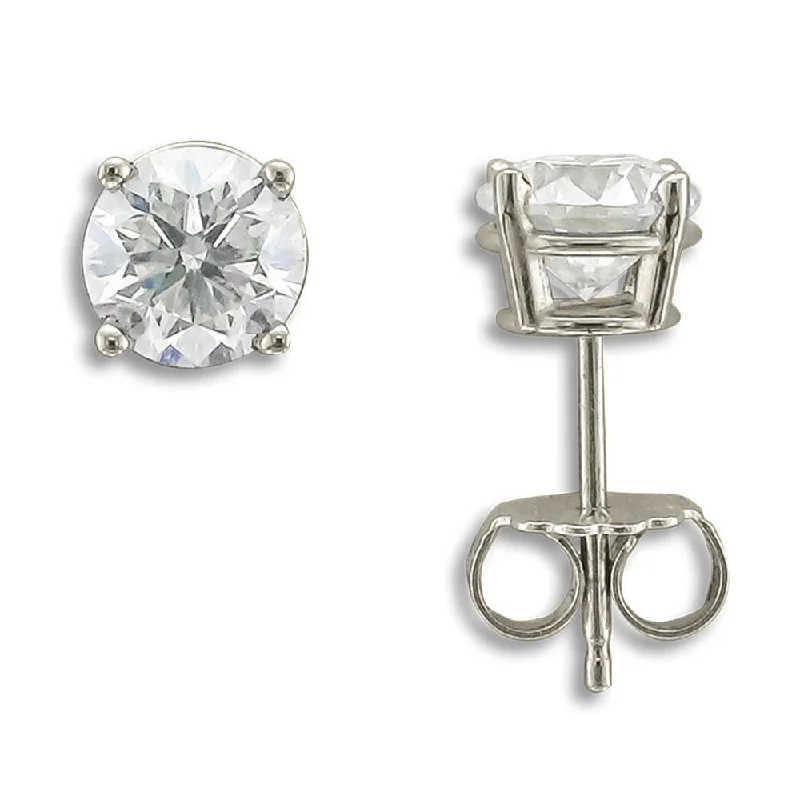 Ladies Climber Earrings -14KT WHITE GOLD 1 1/2 CTW ROUND DIAMOND EARRINGS