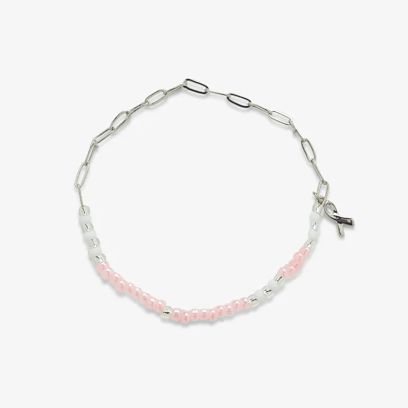 Ladies Bracelets with Muscovite-Boarding 4 Breast Cancer Half N Half Bracelet