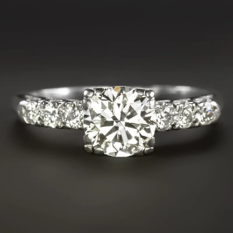 Double Band Engagement Rings -1 CARAT DIAMOND ENGAGEMENT RING CERTIFIED F-G VS1 PLATINUM ROUND CUT CLASSIC